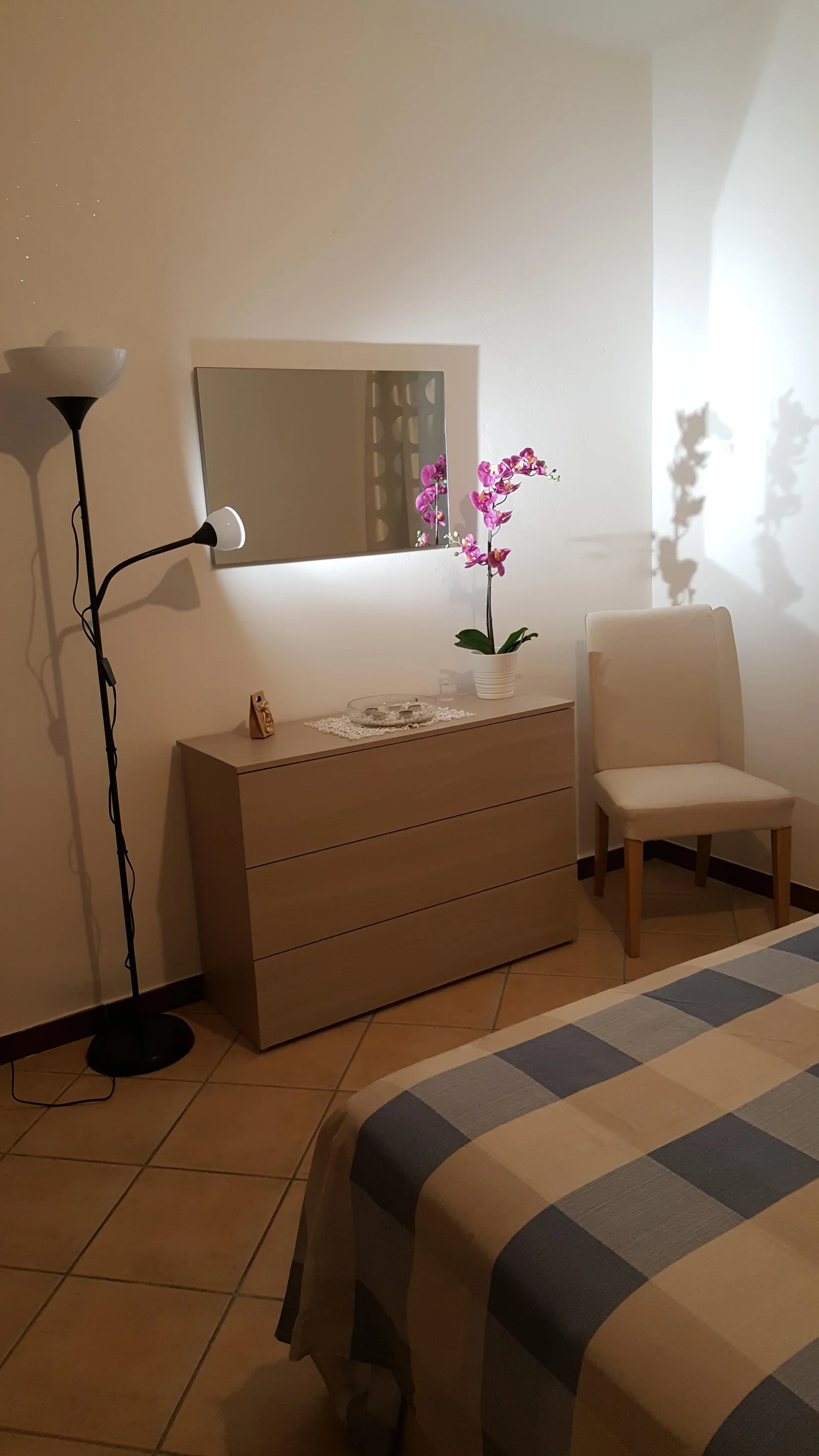Camera con piantana e orchidea